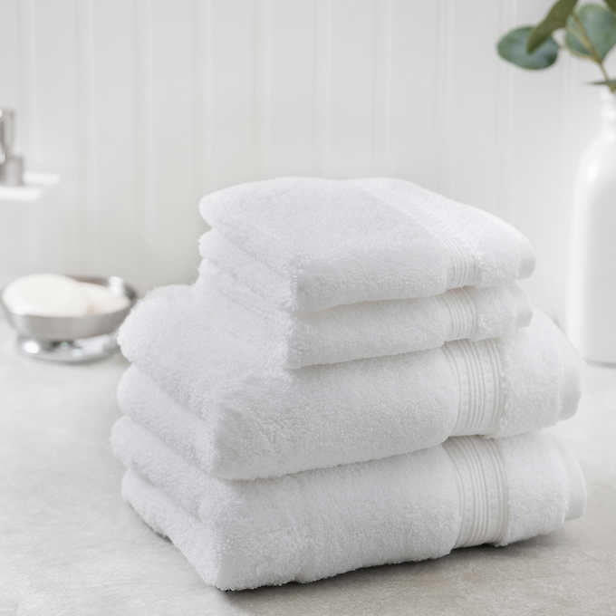 White Cotton Embroidery Towel Set, Soft Hand Towel Bath Towel
